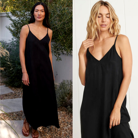 NEW! Jenni Kayne XXL Rio Slipdress $345 Maxi Dress V-neck Flowy Black 14 16 - Picture 3 of 12